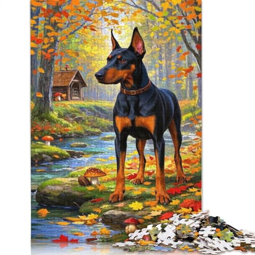 Dobermann-Pinscher-Puzzle, DIY-Spiel, rechteckiges Papierpuzzle für Jungen oder Mädchen, Geburtstagsgeschenk, 1000 Teile (75 x 50 cm) von QBIREX