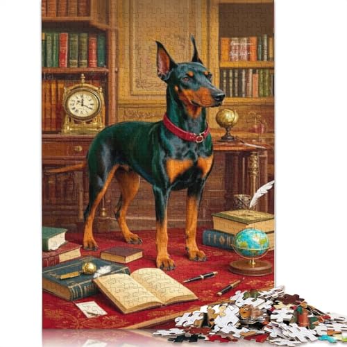 Dobermann-Pinscher-Puzzle, Denksportaufgabe, rechteckiges Papierpuzzle für Erwachsene und Teenager, 1000 Teile (75 x 50 cm) von QBIREX
