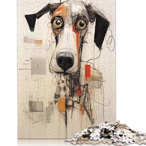 Dog Abstract Animal Art Puzzles 1000-teilige Schwer Puzzle Spielzeug Lernspiel Impossible Herausforderungsspielzeug Für Erwachsene Kinder 1000pcs (40x28cm) von QBIREX