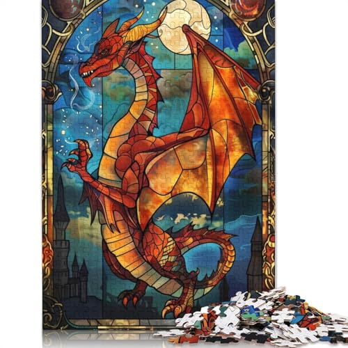 Drachen-Buntglas-Puzzle für Erwachsene, Spielzeug, Lernspiel, Puzzlespiele für Erwachsene für Frauen und Männer, 520 Teile (52 x 38 cm) von QBIREX