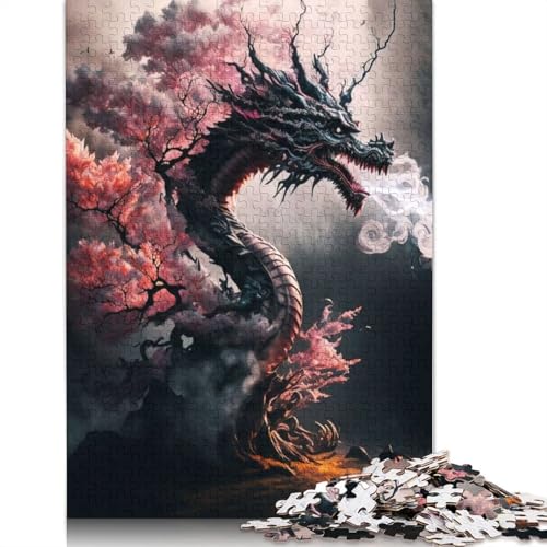 Drachen-Illustration, Puzzle für Erwachsene, Premium, 100% recyceltes Brett, schwierige Puzzles für Kinder ab 12 Jahren, 520 Teile (52 x 38 cm) von QBIREX