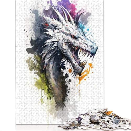 Drachenpuzzle, einzigartige Heimdekoration, 100% recycelter Karton, Puzzle für Jungen oder Mädchen, 1000 Teile (26 x 38 cm) von QBIREX