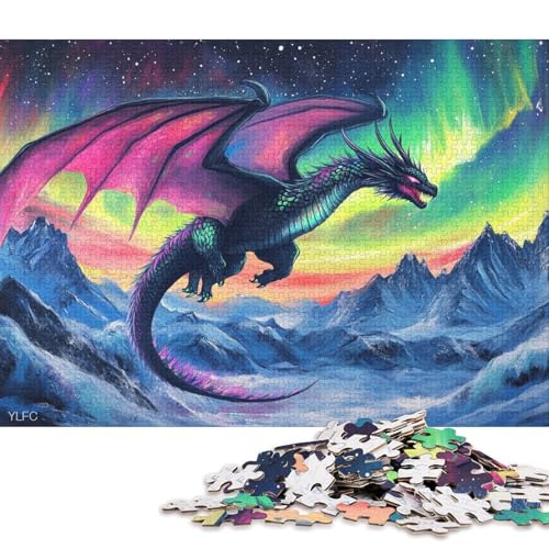 Drachenpuzzle, schwierige Herausforderung, 100 Prozent recycelter Karton, Puzzle für Erwachsene, Teenager, 38 x 26 cm/1000 Teile von QBIREX