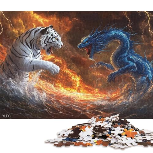 Drachentiger-Puzzle, Dekompressionsspielzeug, rechteckiges Papierpuzzle für Kinder und Erwachsene ab 12 Jahren, 70 x 50 cm, 1000 Teile Drachentiger-Puzzle, Dekompressionsspielzeug, rechteckiges Papierpuzzle für Kinder und Erwachsene ab 12 Jahren, 70 x 50 cm, 1000 Teile von QBIREX