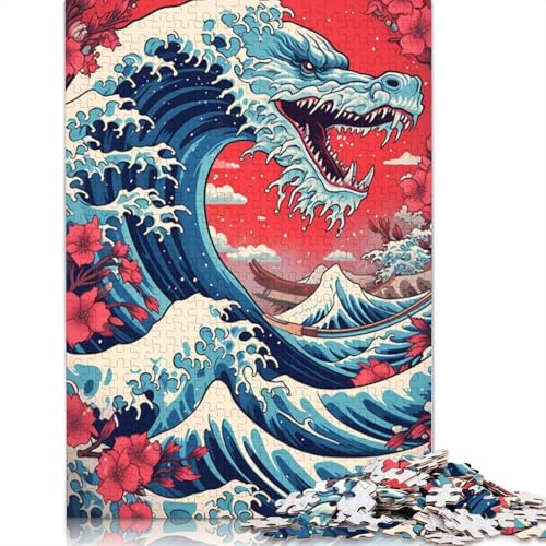 Drachenwelle vor Kaganawa, Puzzle, Entspannungs-Herausforderungsspielzeug, Premium-Karton-Puzzle für Erwachsene und Kinder, 1000 Teile (75 x 50 cm) von QBIREX