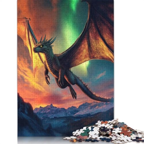 Dragon Soaring at Sunset Puzzles 1000 Teile Schwer Puzzle Spielzeug Pädagogisches Spiel Impossible Herausforderungsspielzeug Für Erwachsene Und Kinder Ab 14 Jahren 1000pcs (75x50cm) von QBIREX