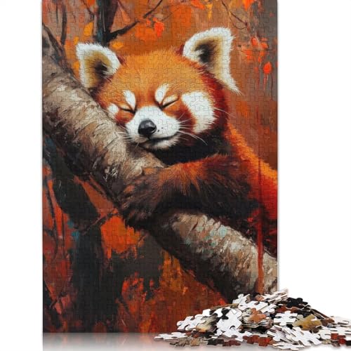 Dreaming Red Panda Puzzle, Lernspiele, Familienaktivitäten, Premium-Karton-Puzzle für Frauen und Männer, 1000 Teile (75 x 50 cm) von QBIREX