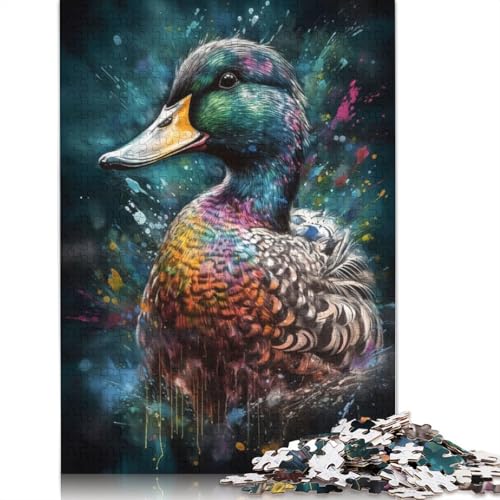 Duck Painting Puzzle 1000-teilige Schwer Puzzle Spielzeug Lernspiel Impossible Herausforderung Spielzeug Für Erwachsene Und Kinder in Bewährter 520pcs (52x38cm) von QBIREX