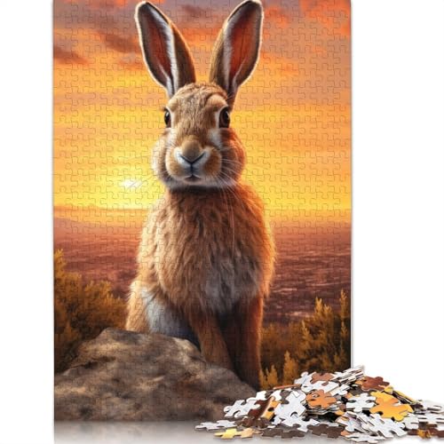 Easter Bunny at Sunrise Puzzle 1000-teilige Schwer Puzzle Spielzeug Lernspiel Impossible Herausforderung Spielzeug Für Erwachsene Kinder 1000pcs (38x26cm) von QBIREX