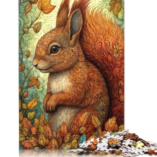 Eichhörnchen im Fantasiewald Puzzle für Erwachsene und Jugendliche, 1000 Teile, Heimdekoration, 75 x 50 cm von QBIREX