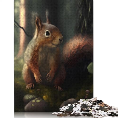 Eichhörnchen im Wald-Puzzle, 100% recycelter Karton, 100% recycelter Karton, Puzzle für Jungen oder Mädchen, 1000 Teile (26 x 38 cm) von QBIREX