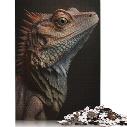 Eidechsenporträt-Puzzle für Erwachsene, Lernspiel, Puzzle-Geschenke für Kinder ab 12 Jahren, 1000 Teile (75 x 50 cm) von QBIREX