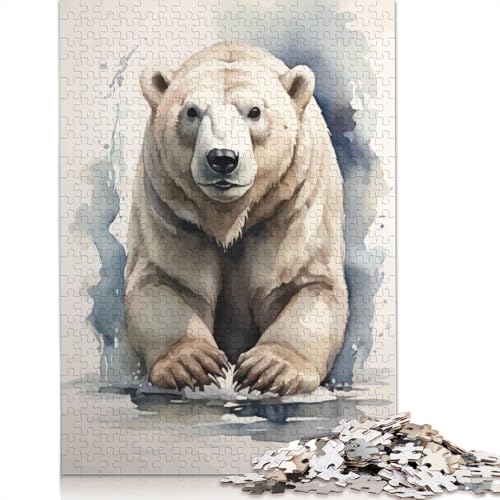 Eisbär-Aquarell-Puzzle für Erwachsene, zusammen. Coole Puzzles für Erwachsene, für Erwachsene und Teenager, 1500 Teile (85 x 57 cm) von QBIREX