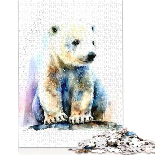 Eisbär-Puzzlespielzeug für Erwachsene, Lernspiel, Puzzlespiele für Erwachsene für Frauen und Männer, 1000 Teile (75 x 50 cm) von QBIREX