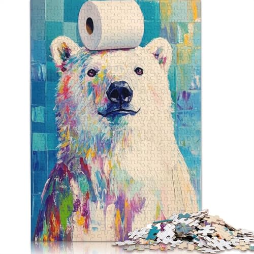 Eisbär mit Toilettenpapier-Puzzle, schwierig, 100% recycelter Karton, Puzzle für Frauen und Männer, 1000 Teile (38 x 26 cm) von QBIREX