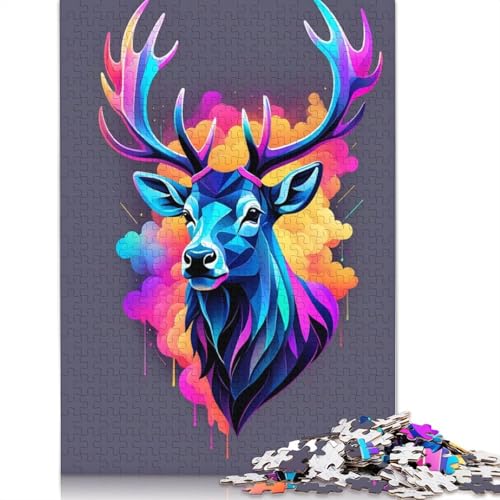 Elch-Neon-Puzzle, buntes Denkspiel, 100% recycelter Karton, Puzzle für Frauen und Männer, Muttertagsgeschenke, 1000 Teile (26 x 38 cm) von QBIREX