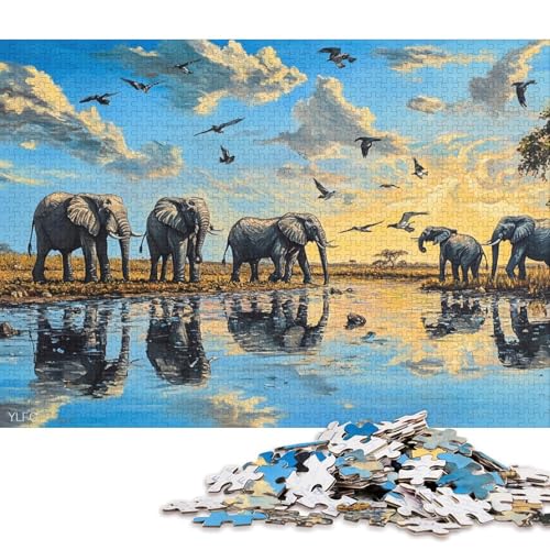 Elefanten-Puzzle, DIY-Spiel, rechteckiges Papier-Puzzle für Jungen oder Mädchen, Geburtstagsgeschenk, 70 x 50 cm, 1000 Teile Elefanten-Puzzle, DIY-Spiel, rechteckiges Papier-Puzzle für Jungen oder Mädchen, Geburtstagsgeschenk, 70 x 50 cm, 1000 Teile von QBIREX