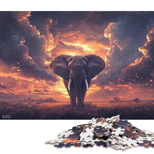 Elefanten-Puzzle, schwierige Herausforderung, 100 Prozent recycelter Karton, Puzzle für Erwachsene, Teenager, 38 x 26 cm/1000 Teile Elefanten-Puzzle, schwierige Herausforderung, 100 Prozent recycelter Karton, Puzzle für Erwachsene, Teenager, 38 x 26 cm/1000 Teile von QBIREX