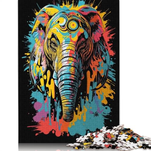 Elefantenkopf-Graffiti-Puzzle, kreative Spiele, 100% recycelter Karton, Puzzle für Erwachsene, 1000 Teile (26 x 38 cm) von QBIREX
