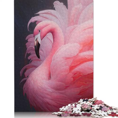 Elegantes rosa Flamingo-Puzzle für Erwachsene, freundliche Materialien, schwierige Puzzles für Erwachsene und Teenager, 1500 Teile (85 x 57 cm) von QBIREX