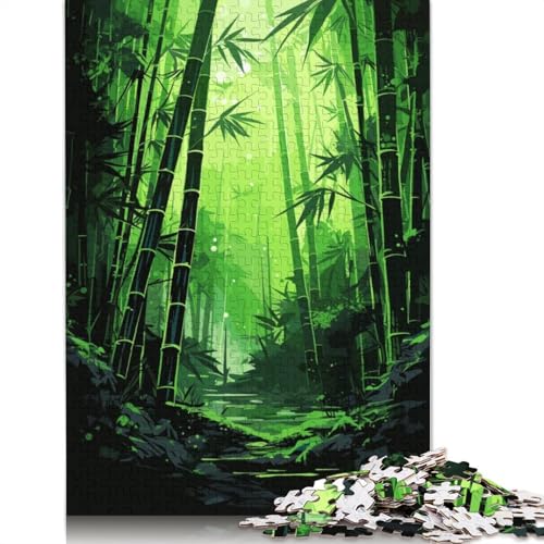 Elektrisches neongrünes Bambus-Puzzle für Erwachsene, Premium-Puzzle aus 100% recyceltem Brett, Problemlösungspuzzles für Erwachsene und Kinder, 1000 Teile (75 x 50 cm) von QBIREX
