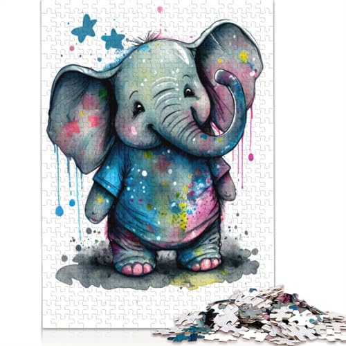 Elephant Pajama Puzzle 1000-teilige Schwer Puzzle Spielzeug Lernspiel Impossible Herausforderungsspielzeug Für Erwachsene Und Kinder Ab 12 Jahren 300pcs (40x28cm) von QBIREX