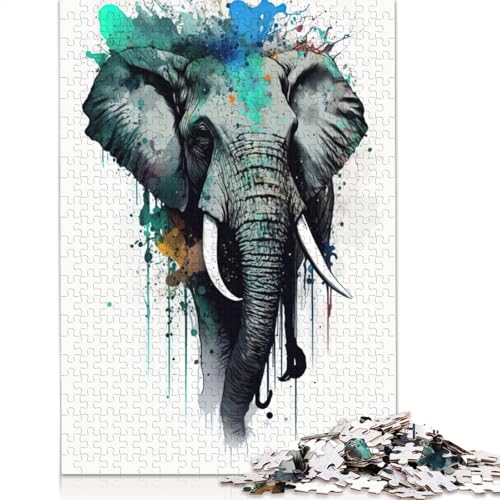 Elephant Puzzle 1000 Teile Schwer Puzzle Spielzeug Lernspiel Impossible Herausforderung Spielzeug Für Erwachsene Kinder 1000pcs (75x50cm) von QBIREX
