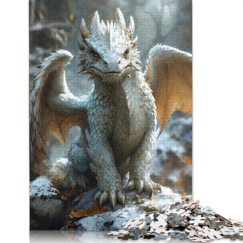 Elfenbeinfarbenes Drachenwelpen-Puzzle für Erwachsene, kreative Spiele, Puzzle-Geschenk für Jungen oder Mädchen, 1500 Teile (85 x 57 cm) von QBIREX