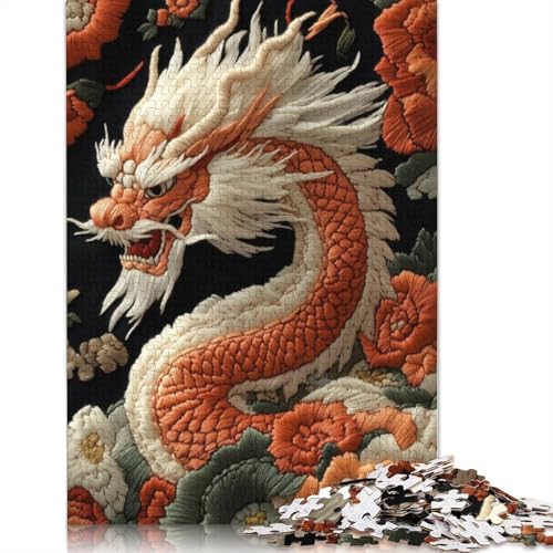 Embroidered Dragon Puzzle 1000-teilige Schwer Puzzle Spielzeug Lernspiel Impossible Herausforderung Spielzeug Für Erwachsene Kinder 1000pcs (75x50cm) von QBIREX