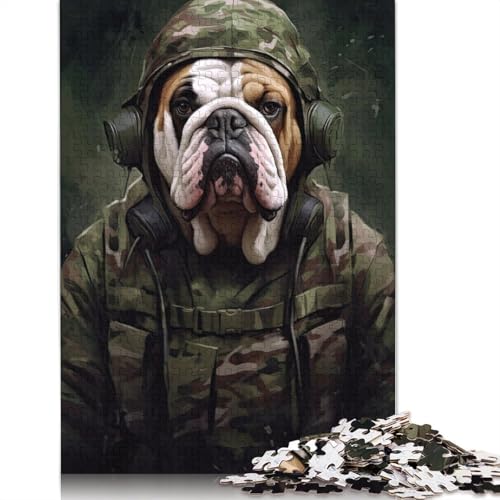 English Bulldog Camo Puzzle 1000 Teile Schwer Puzzle Spielzeug Lernspiel Impossible Herausforderung Spielzeug Für Erwachsene Kinder 1000pcs (75x50cm) von QBIREX
