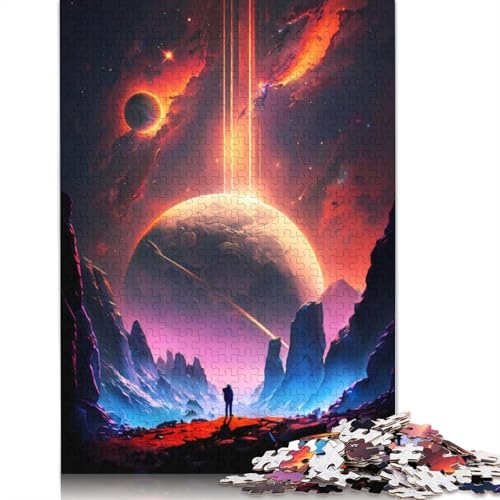 Erkunden Sie das Universum, Puzzle 1000 Teile für Erwachsene, Holzpuzzle, Gehirntraining, Herausforderung, Spiel, Unterhaltung, Geschenke, Familienaktivität (38 x 26 cm) von QBIREX