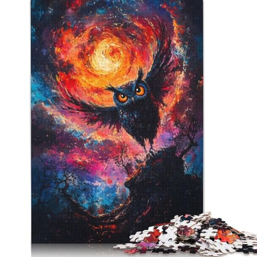 Eule im Nachthimmel, Puzzle für Erwachsene, einzigartige Heimdekoration, Herren-Puzzle, Geschenke für Erwachsene und Teenager, 520 Teile (52 x 38 cm) von QBIREX
