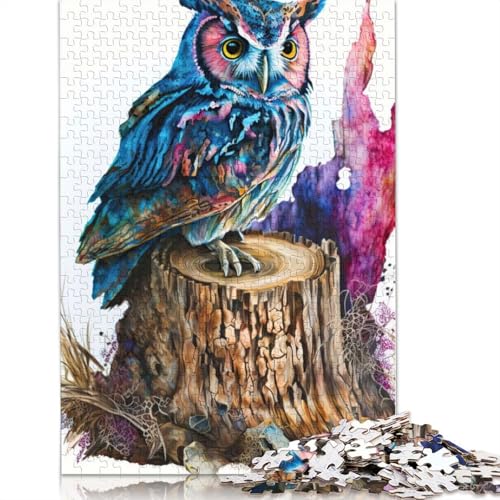 Eulen-Aquarell-Puzzle, 1500 Teile für Erwachsene, nachhaltiges Holzpuzzle für Erwachsene, 1500-teiliges Set (85 x 57 cm) von QBIREX