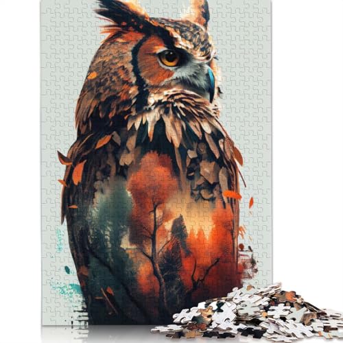 Eulen-Doppelbelichtung, 1500-teiliges Puzzle, Lernspiele, Puzzles für Erwachsene für Frauen, für Kinder ab 12 Jahren, 1500 Teile (85 x 57 cm) von QBIREX
