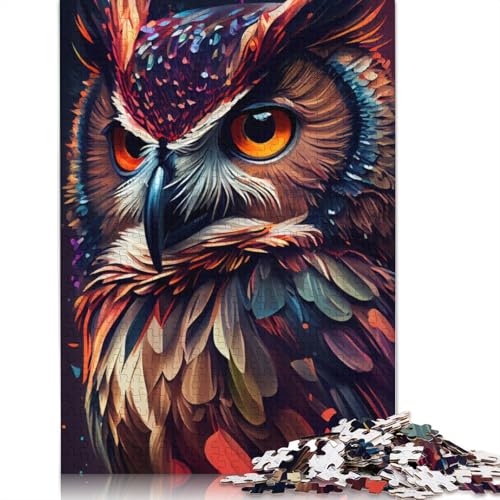 Eulen-buntes Puzzle für Erwachsene, Lernspiel, Puzzle-Geschenke für Kinder ab 12 Jahren, 1500 Teile (85 x 57 cm) von QBIREX