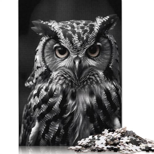 Eulenvogel-Puzzle, 1000 Teile, für Erwachsene, 100 Prozent recycelte Holzplatte, schwierige Puzzles für Frauen und Männer, 1000 Teile (75 x 50 cm) von QBIREX