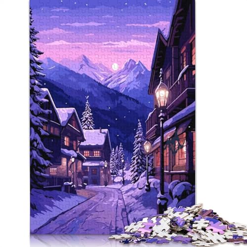 Europa-Winterdorf-Kunstpuzzle, schwierig, 100% recycelter Karton, Puzzle für Damen und Herren, 1000 Teile (38 x 26 cm) von QBIREX