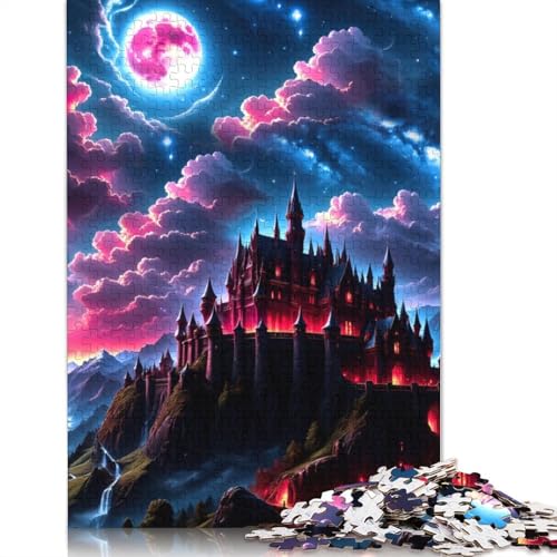 Fantasy Castle Night Puzzle, Lernspiele, Familienaktivitäten, Premium-Karton-Puzzle für Frauen und Männer, Geschenk, 1000 Teile (75 x 50 cm) von QBIREX