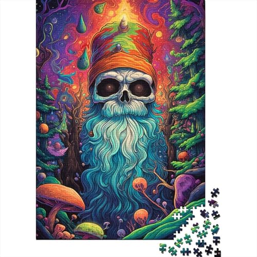 Fantasy-Weihnachts-Totenkopf-Puzzle, Alter Mann, lustiges Premium-Karton-Puzzle für Erwachsene, Teenager, 1000 Teile (75 x 50 cm) von QBIREX