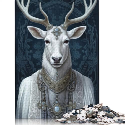 Fantasy White Deer Stag Puzzles 1000 Teile Schwer Puzzle Spielzeug Lernspiel Impossible Herausforderung Spielzeug Für Erwachsene Kinder 1000pcs (40x28cm) von QBIREX