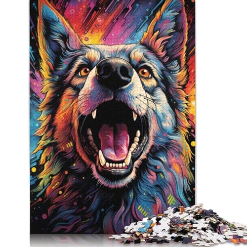 Farbmalerei-Schäferhund-Puzzle, schwierige Herausforderung, 100% recycelter Karton, Puzzle für Kinder und Erwachsene, 1000 Teile (75 x 50 cm) von QBIREX
