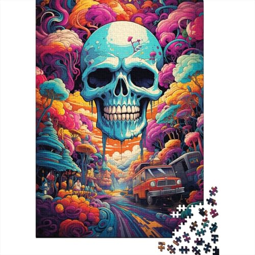 Farbmalerei-Totenkopf-Puzzle, Lernspiele, Familienaktivitäten, Premium-Karton-Puzzle für Frauen und Männer, 1000 Teile (38 x 26 cm) von QBIREX