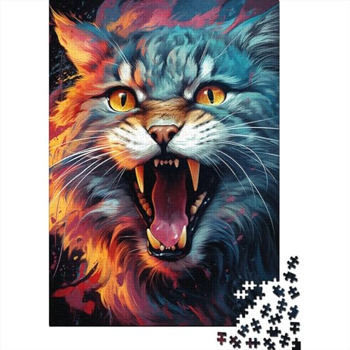Farbzeichnungs-Katzen-Puzzle-Spielzeug, Lernspiel, Premium-Karton-Puzzle für Erwachsene und Kinder, 1000 Teile (38 x 26 cm) von QBIREX