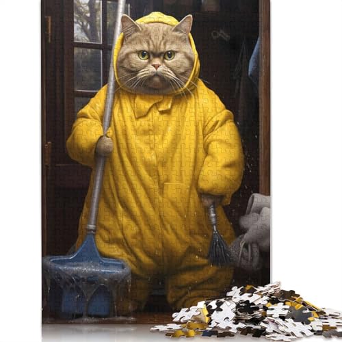 Fat Cat Cleaning Badezimmer-Puzzles für Erwachsene, Lernspiele, Puzzle für Erwachsene und Kinder, 1000 Teile (75 x 50 cm) von QBIREX