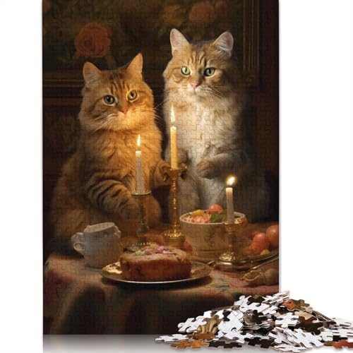 Fat Cats Dinner Kitchen Puzzle für Erwachsene, herausforderndes und kniffliges Puzzle für Frauen und Männer, 1000 Teile (75 x 50 cm) von QBIREX