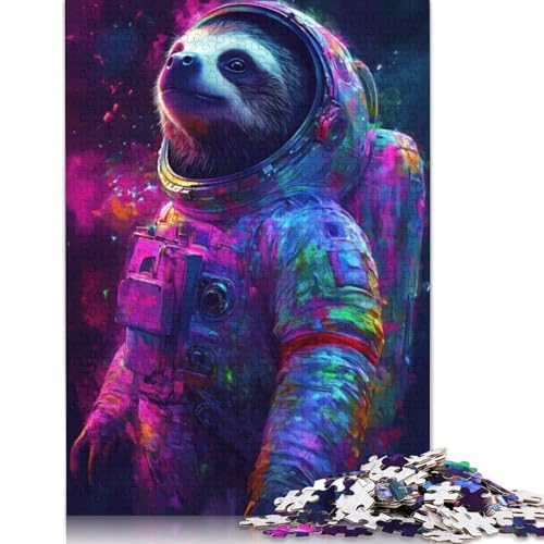 Faultier-Astronauten-Puzzle, 100% recycelter Karton, 100% recycelter Karton, Puzzle für Jungen oder Mädchen, Geschenk, 1000 Teile (75 x 50 cm) von QBIREX