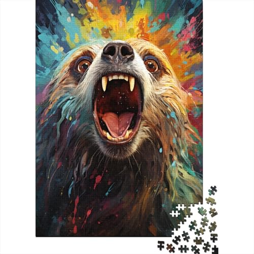 Faultier-Puzzle zum Ausmalen, lustige Aktivität für zu Hause, Premium-Puzzle aus Karton für Erwachsene, Teenager, 1000 Teile (38 x 26 cm) von QBIREX
