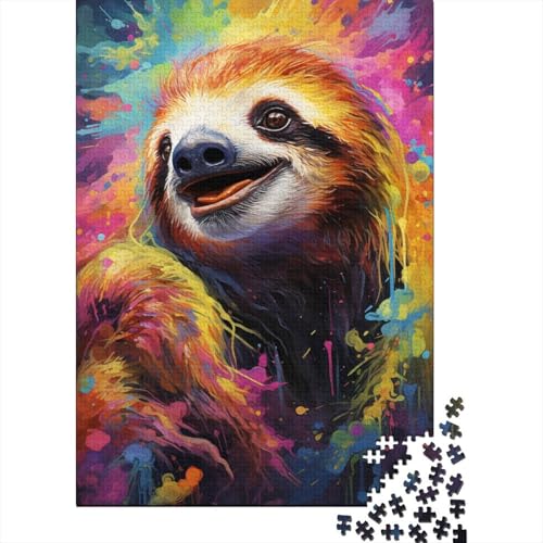 Faultier-Puzzle zum Ausmalen, schwierige Herausforderung, 100% recycelter Karton, Puzzle für Erwachsene, Teenager, 1000 Teile (75 x 50 cm) von QBIREX