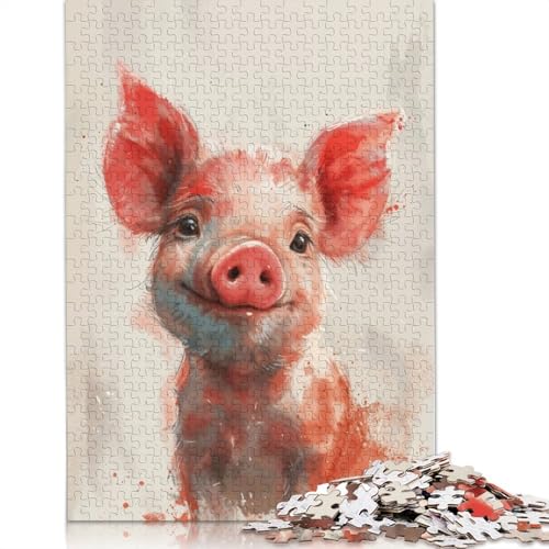 Ferkel-Spritzpuzzle, Lernspiele, Familienaktivitäten, Premium-Karton-Puzzle für Frauen und Männer, 1000 Teile (26 x 38 cm) von QBIREX