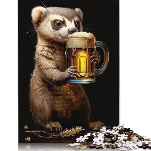 Ferret Beer Puzzle 1000-teilige Schwer Puzzle Spielzeug Pädagogisches Spiel Impossible Herausforderung Spielzeug Für Erwachsene Kinder 520pcs (52x38cm) von QBIREX